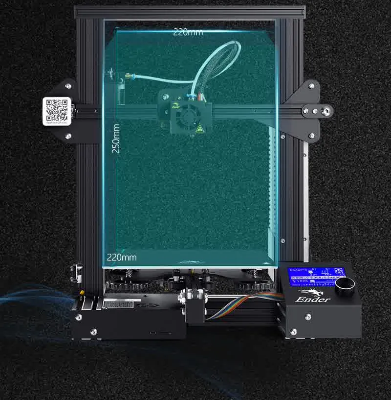 Όγκος εκτύπωσης 220 × 220 × 250 mm του Creality Ender-3
