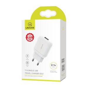 Φορτιστής Τοίχου Usams T19, 1x USB, 2.1A, λευκός