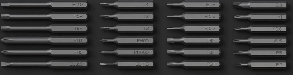 Xiaomi Electric Precision Screwdriver Κατσαβίδι με Μύτες 24 τμχ (BHR5474GL) Οι 24 μύτες S2 του Xiaomi Electric Precision Screwdriver