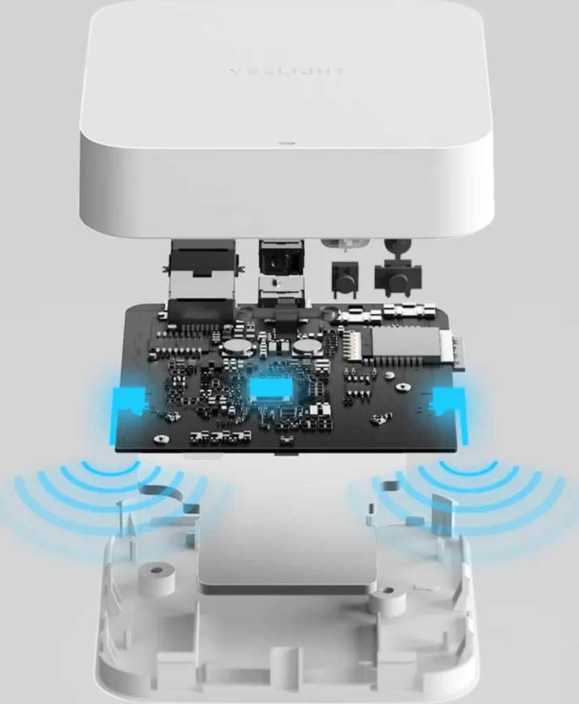 Xiaomi Yeelight Bluetooth Mesh Gateway (YLWG01YL) Το εσωτερικό του Yeelight Gateway με το chip Wi-Fi