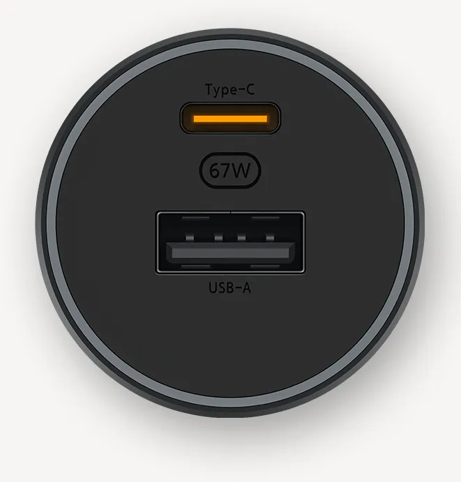 Xiaomi Φορτιστής Αυτοκινήτου Μαύρος με Θύρες: 1xUSB 1xType-C 67W (BHR6814GL) Θύρες USB-A και USB-C του φορτιστή αυτοκινήτου Xiaomi 67W