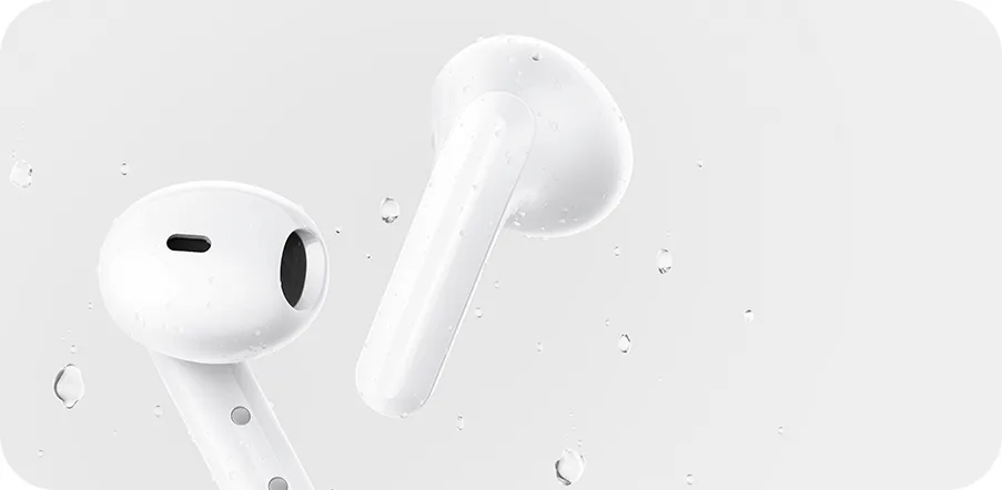 Λευκά Redmi Buds 4 Lite με σταγόνες νερού