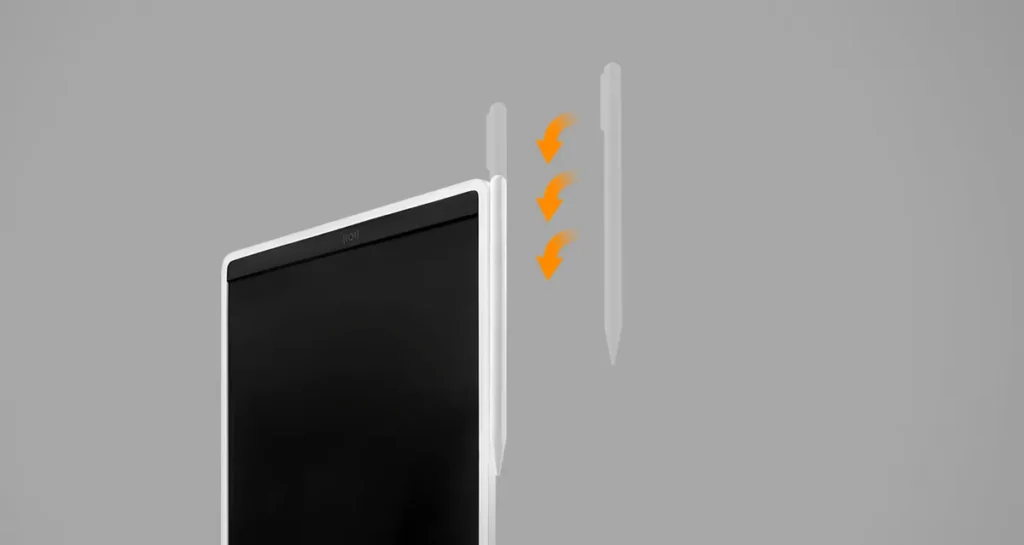 Xiaomi Mijia LCD 13.5″ LCD Writing Tablet Color Edition (BHR7278GL) Μαγνητική γραφίδα στο πλάι του tablet