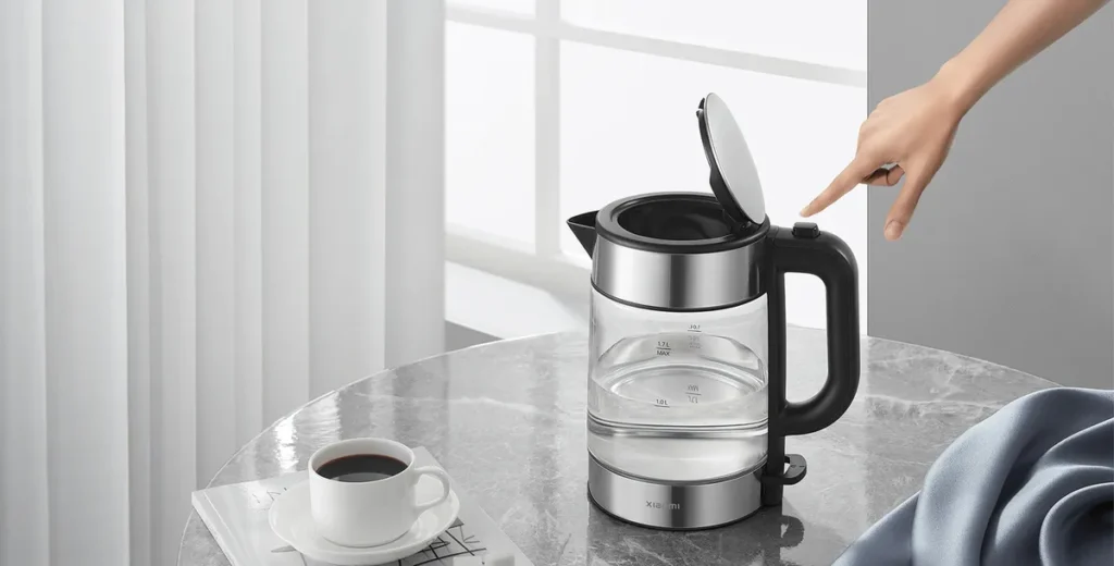 Xiaomi Mi Kettle Electric Glass Black EU (BHR7423EU) Άνοιγμα καπακιού με ένα κουμπί στον βραστήρα Xiaomi Electric Glass Kettle