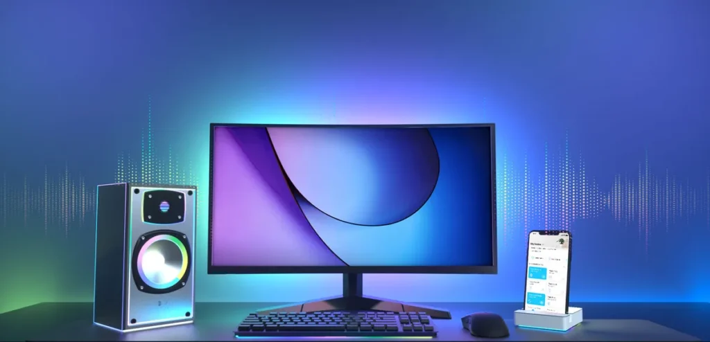 Tp-Link Tapo Smart Light Strip, Multicolor (TAPO L920-5) Ταινία Tapo L920-5 πίσω από οθόνη με μουσική