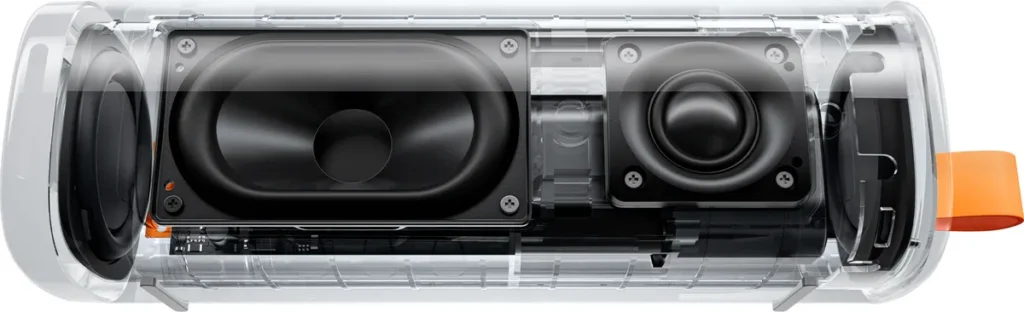 Φορητό Bluetooth Ηχείο 30W Xiaomi Κόκκινο (QBH4263GL) Εσωτερικό του Xiaomi Sound Outdoor με τα μεγάφωνα και τα παθητικά woofer