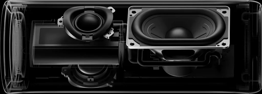 Φορητό Bluetooth Ηχείο 40W Xiaomi Black (QBH4275GL) Εσωτερικό του Xiaomi Bluetooth Speaker με τα tweeter και το woofer