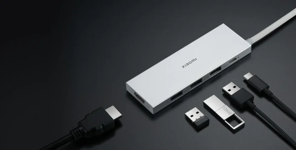 Xiaomi 5-in-1 Type-C Hub με συνδεδεμένα περιφερειακά