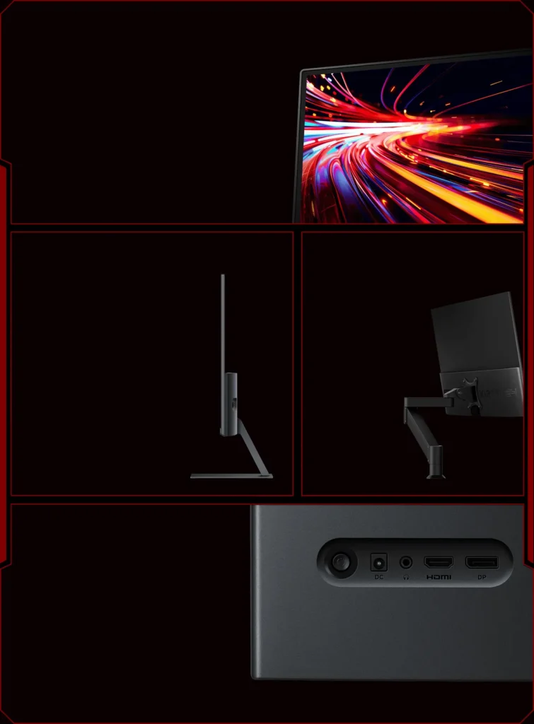 Οθόνη Xiaomi Mi Desktop G24i IPS Gaming Monitor 24" FHD (ELA5625EU) Πίσω όψη, θύρες και βάση της οθόνης Xiaomi G24i