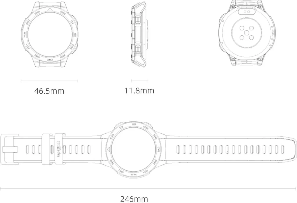 Smartwatch Xiaomi Mibro GS Pro Black (13134460) Διαστάσεις του Mibro GS Pro: διάμετρος 46,5 mm, πάχος 11,8 mm