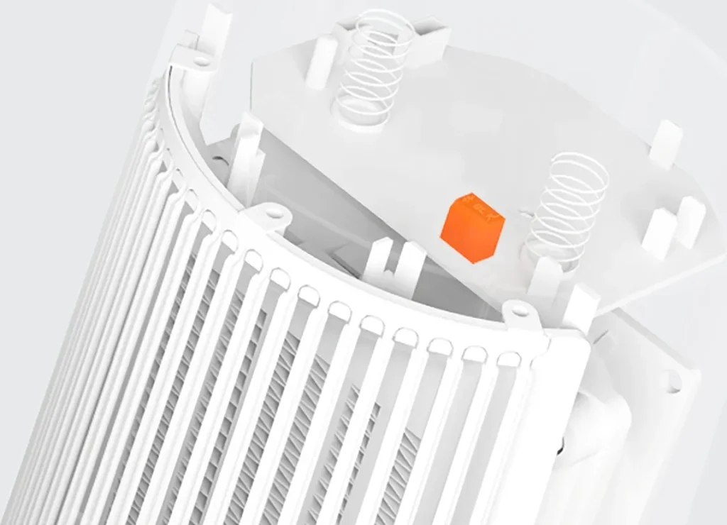 Εσωτερικό του Xiaomi Desktop Heater με τον διακόπτη κλίσης