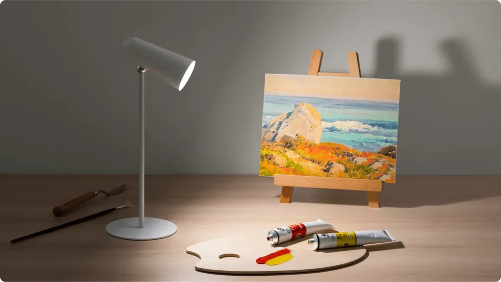 Xiaomi Flexible Rechargeable Lamp (BHR8959GL) Xiaomi Flexible Rechargeable Lamp πάνω από καβαλέτο ζωγραφικής
