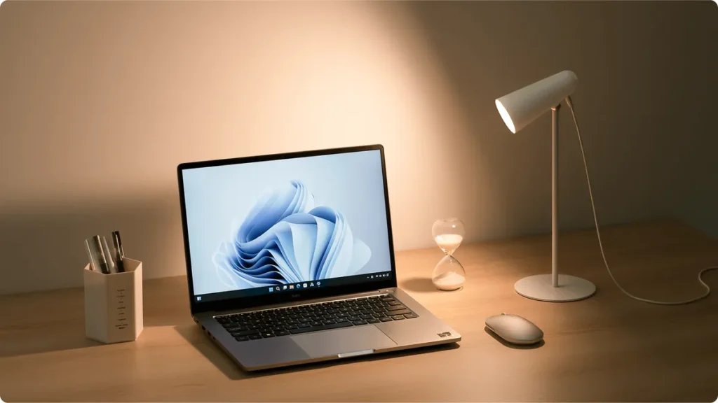 Xiaomi Flexible Rechargeable Lamp (BHR8959GL) Xiaomi Flexible Rechargeable Lamp δίπλα σε laptop