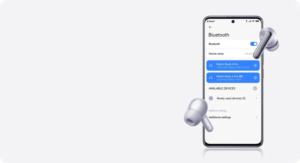 Xiaomi Redmi Buds 6 Pro Glacier White (BHR9310GL) Redmi Buds 6 Pro Glacier White με την εφαρμογή στο κινητό