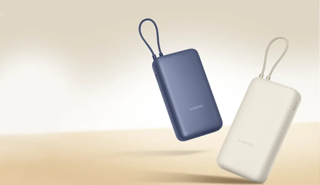 Xiaomi 33W Power Bank 20000mAh με ενσωματωμένο καλώδιο σε μπλε και tan απόχρωση
