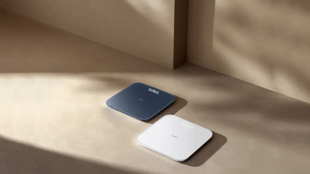 Ζυγαριές Xiaomi Smart Scale S200 σε γκρι και λευκό στο πάτωμα