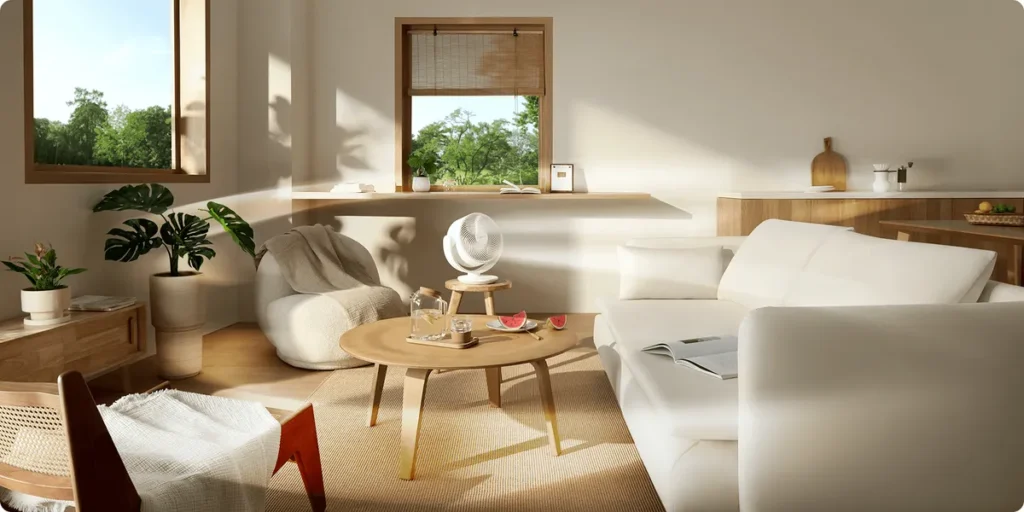 Xiaomi Smart Desktop Air Circulation Fan (BHR9872EU) Επιτραπέζιος κυκλοφορητής αέρα Xiaomi σε ευρύχωρο σαλόνι