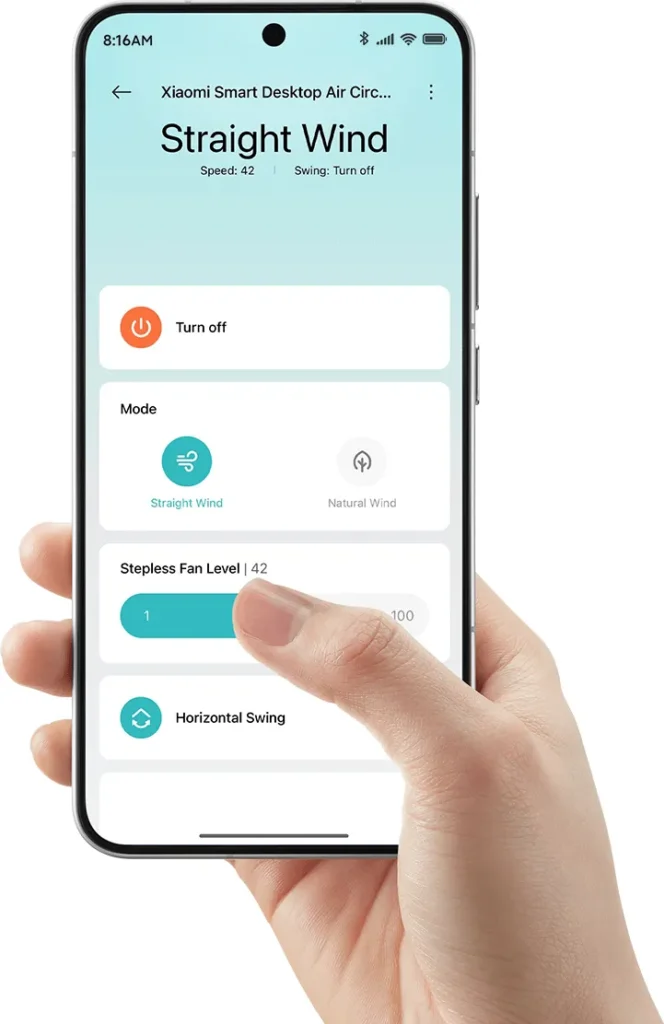 Xiaomi Smart Desktop Air Circulation Fan (BHR9872EU) Ρύθμιση του ανεμιστήρα από την εφαρμογή Xiaomi Home