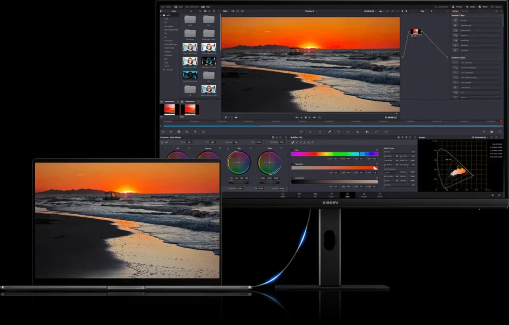 Οθόνη Xiaomi Mi Desktop A27Ui IPS Monitor 27" 4K (ELA6221EU) Laptop συνδεδεμένο με USB-C στην οθόνη Xiaomi A27Ui