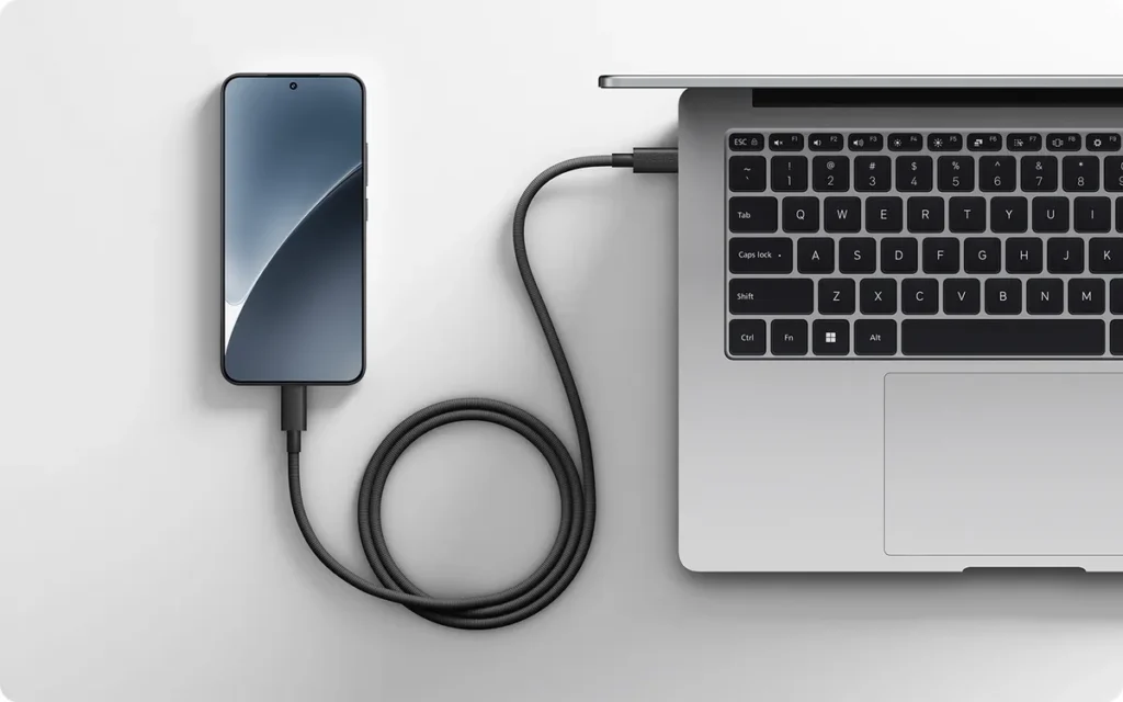 Xiaomi Cable 6A High-Speed USB4 Braided USB-C to USB-C 1m (BHR087BGL) Καλώδιο Xiaomi 6A USB4 Braided συνδέει laptop και κινητό