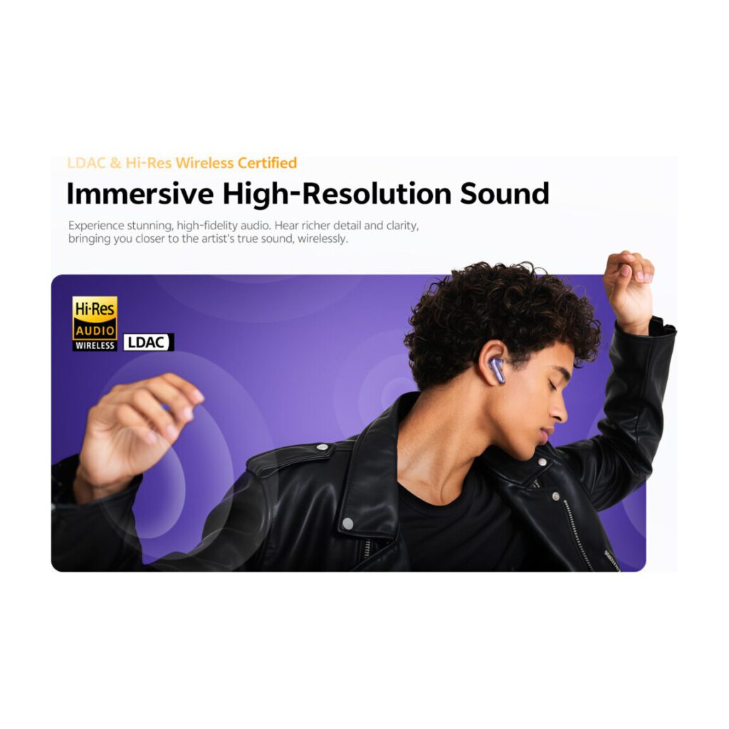QCY Melobuds N70 ANC Black – HT18 -55db TWS Flagship Hi-Res Earbuds LDAC BT 6.0 IPX5 Wireless charge – εικόνα 6