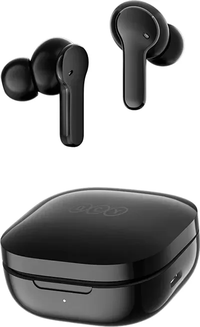 QCY T13 TWS Black Dual Driver 4-mic noise cancel. True Wireless Earbuds - Quick Charge 380mAh Ακουστικά QCY T13 μαύρα και κλειστή θήκη
