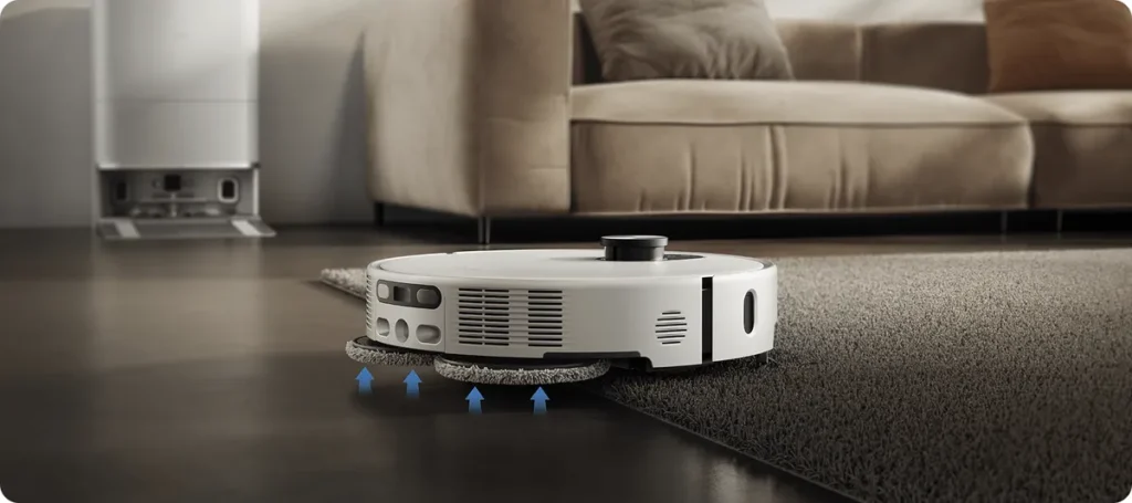 Xiaomi Mi Robot Vacuum 5 Σκούπα Ρομπότ με Wi-Fi White (BHR0834EU) Ανύψωση πανιών της Xiaomi Robot Vacuum 5 στο χαλί