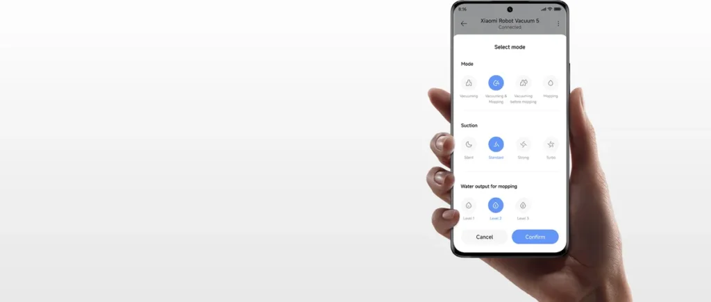 Xiaomi Mi Robot Vacuum 5 Σκούπα Ρομπότ με Wi-Fi White (BHR0834EU) Εφαρμογή Xiaomi Home για την Xiaomi Robot Vacuum 5