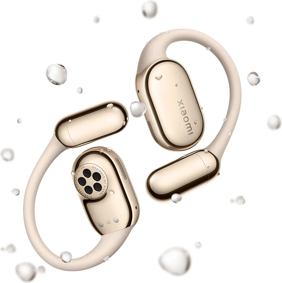 Ακουστικά Xiaomi OpenWear Stereo Pro Sand Gold με σταγόνες νερού