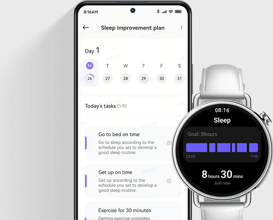 Xiaomi Watch S4 41mm White (BHR07VUGL) Παρακολούθηση ύπνου στο Xiaomi Watch S4 41mm και στο κινητό