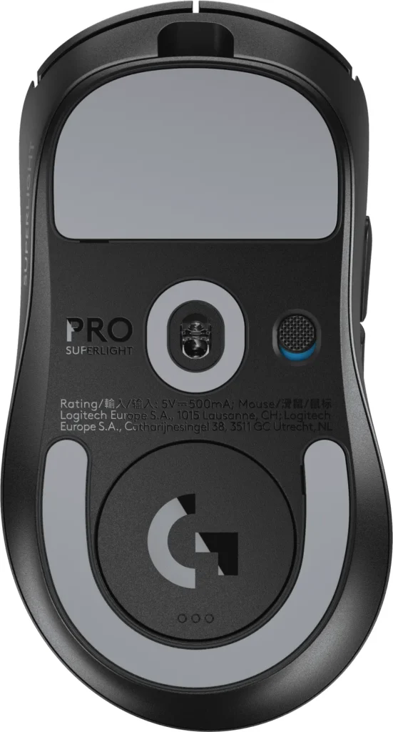 Logitech Pro X Superlight 2 DEX Gaming mouse Μαύρο (910-007357) PRO X SUPERLIGHT 2 DEX μαύρο κάτω πλευρά