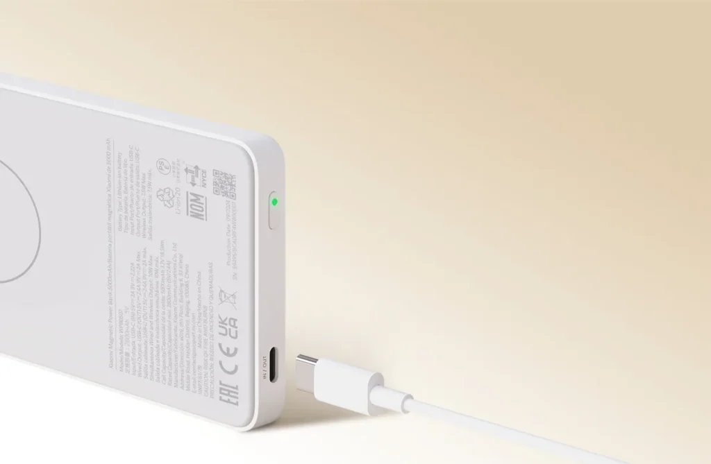 Xiaomi Magnetic PowerBank MagSafe 5000mAh (BHR9303GL) Φόρτιση του Xiaomi Magnetic Power Bank 5000 μέσω USB-C