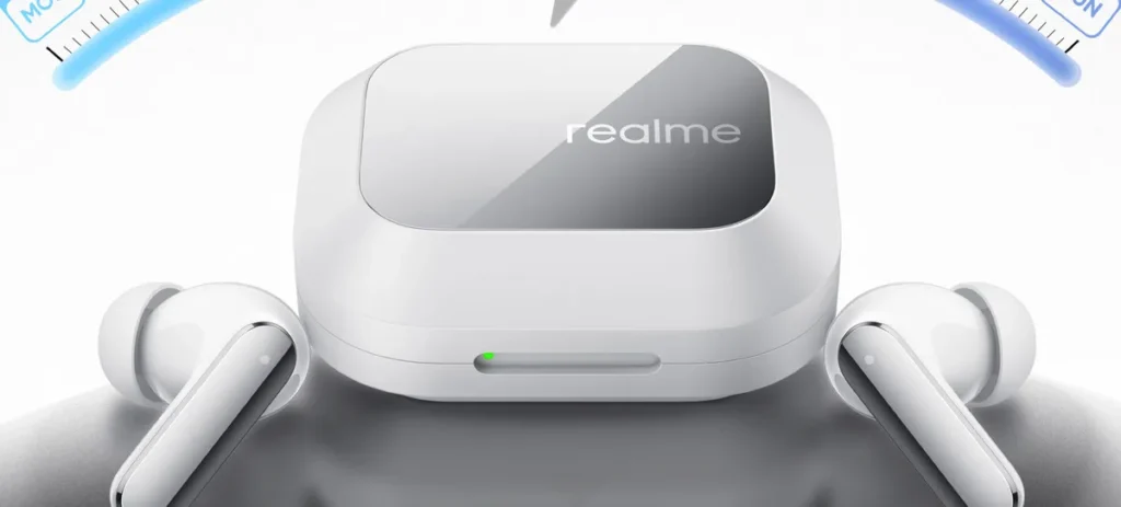 Λευκή θήκη φόρτισης realme Buds Air8 Pro με τα ακουστικά