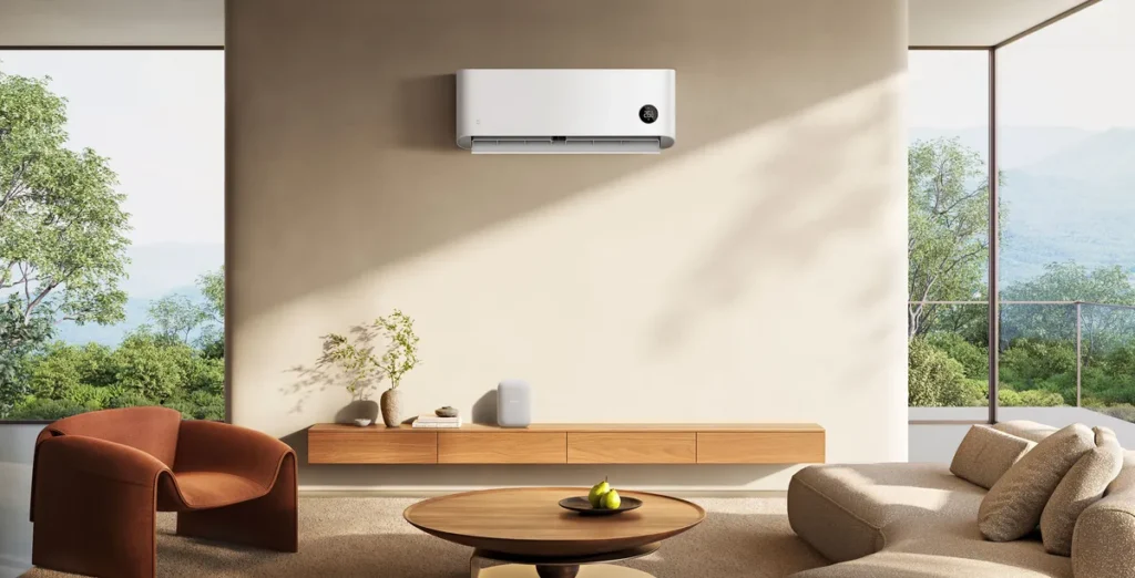 Xiaomi Mijia Pro Eco Κλιματιστικό Inverter 12000 BTU A+++/A++ με WiFi (BPE4412EU/BPE4413EU) Κλιματιστικό Xiaomi Mijia Pro Eco σε φωτεινό σαλόνι
