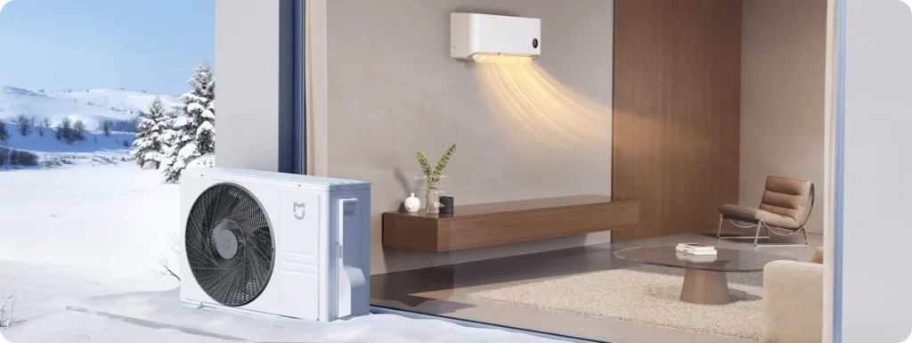 Xiaomi Mijia Pro Eco Κλιματιστικό Inverter 12000 BTU A+++/A++ με WiFi (BPE4412EU/BPE4413EU) Εξωτερική μονάδα Xiaomi Mijia Pro Eco σε χιονισμένο τοπίο