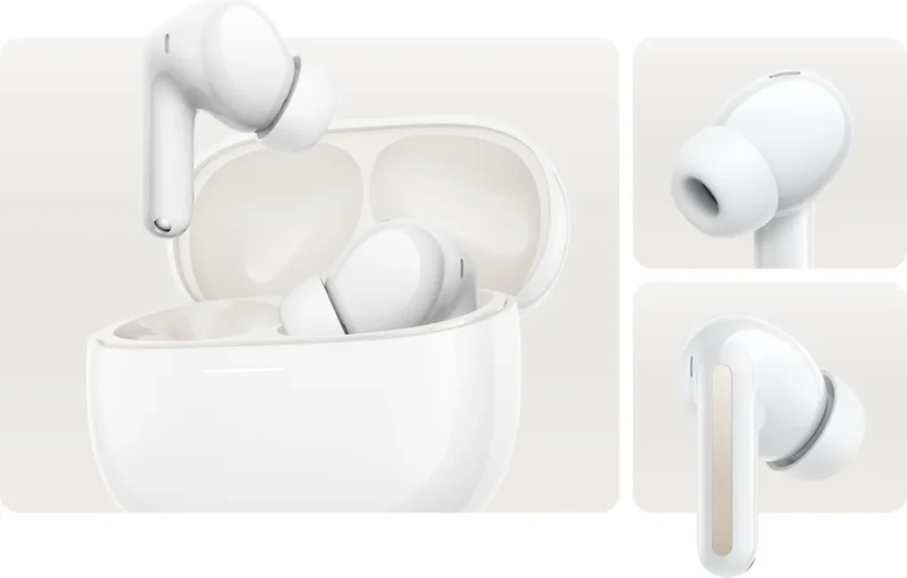 REDMI Buds 8 σε λευκό χρώμα με τη θήκη φόρτισης