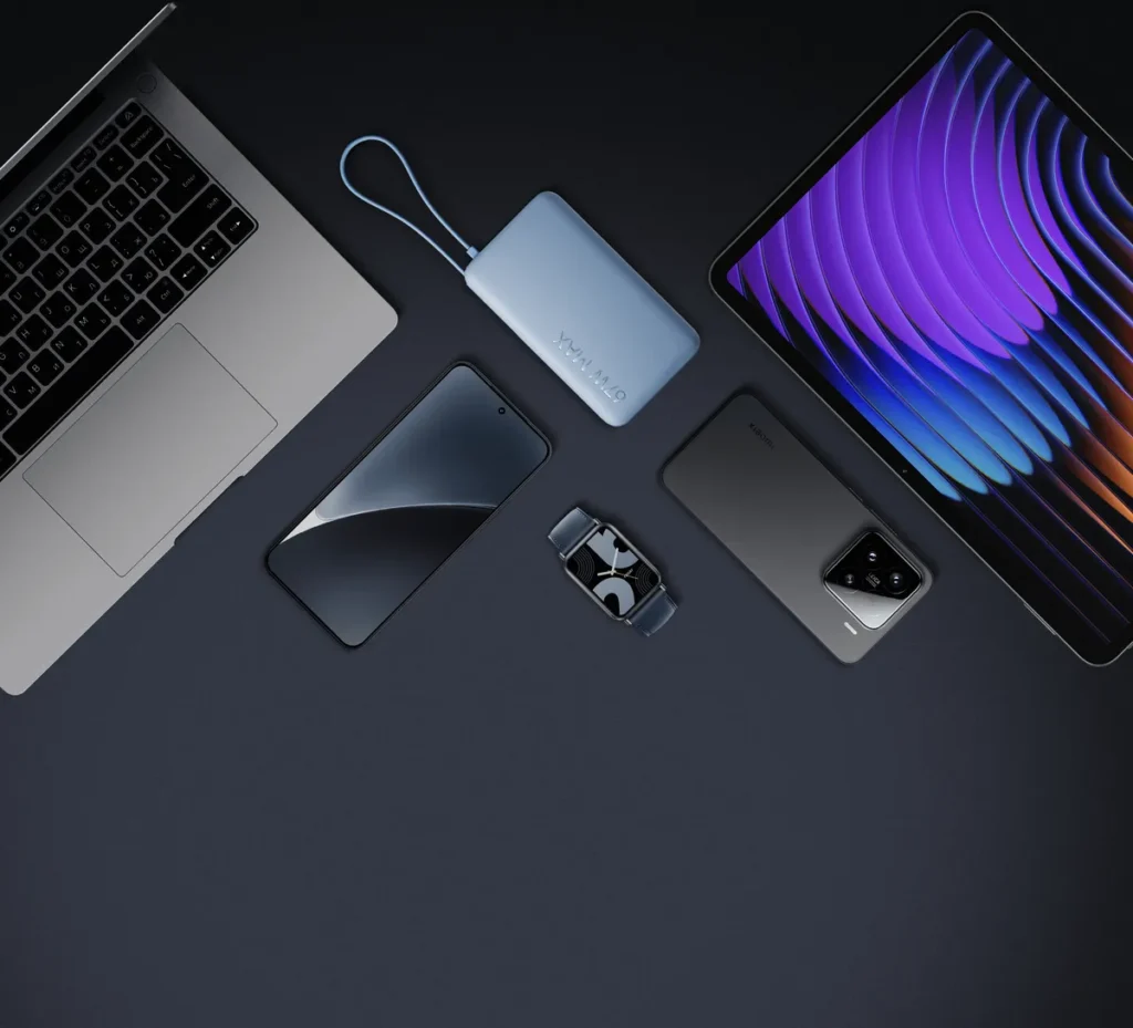 Xiaomi 67W Power Bank 10000mAh Int.cab Ice Blue (BHR08NZGL) Το Xiaomi 67W Power Bank 10000 Ice Blue ανάμεσα σε laptop, tablet και κινητά