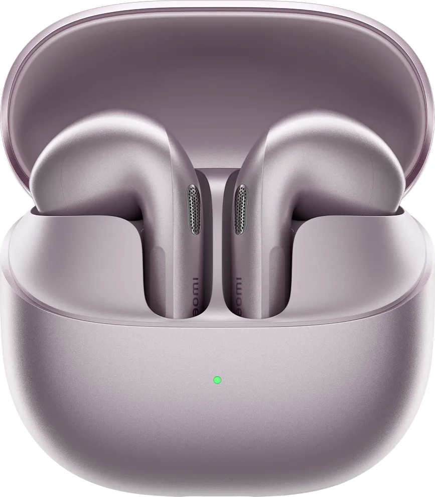 Xiaomi Buds 6 σε Nebula Purple με ανοιχτή θήκη φόρτισης