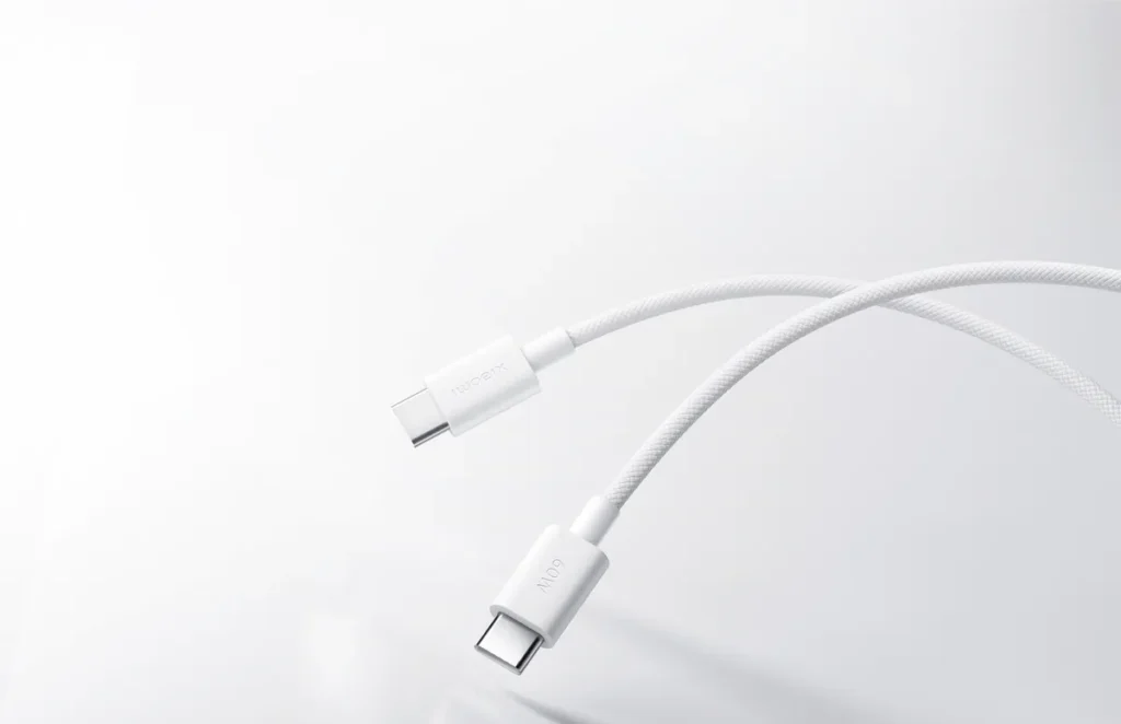 Xiaomi Cable 3A Braided USB-C to USB-C Cable 1m (BHR0878GL) Λευκό πλεκτό καλώδιο Xiaomi 3A USB-C σε USB-C 1 m