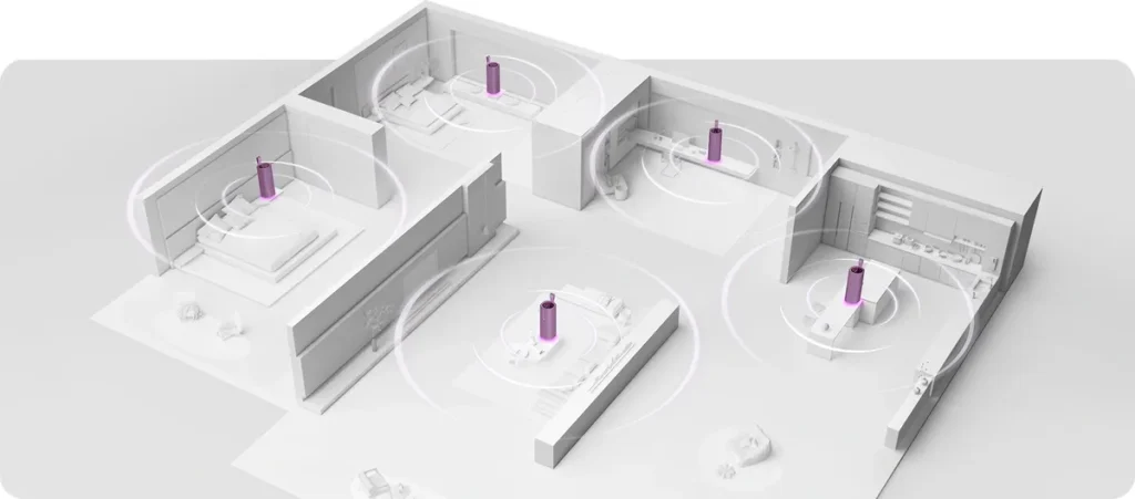 Xiaomi Φορητό Bluetooth Ηχείο Sound Play 18W Μωβ (QBH4431GL) Πολλαπλά ηχεία Xiaomi Sound Play με Auracast σε ένα σπίτι