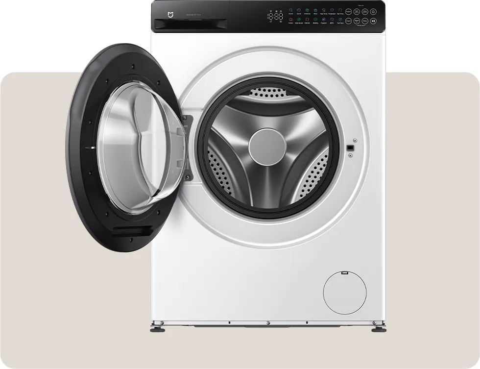 Xiaomi Mijia Front Load Washer 8kg (QMP4672EU) Xiaomi Mijia Front Load Washer 8kg με ανοιχτή πόρτα και κάδο