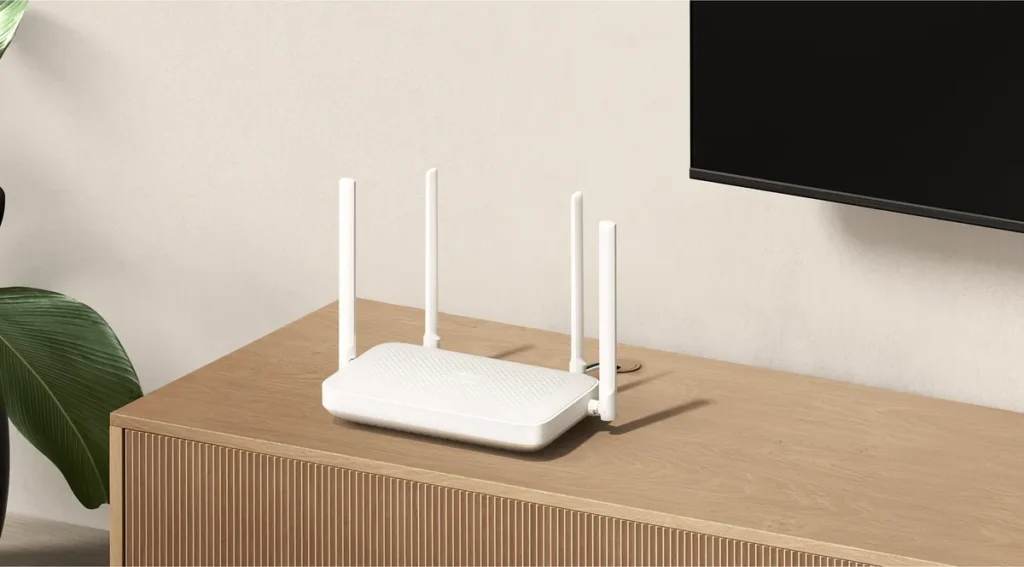 Xiaomi Router AX1500 σε έπιπλο σαλονιού