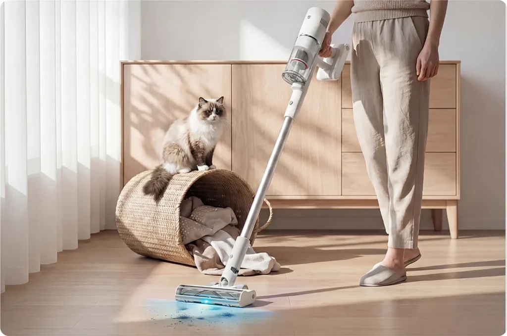 Xiaomi Mijia Vacuum Cleaner 4 Επαναφορτιζόμενο Σκουπάκι Stick 29.6V (BHR09C4EU) Mijia Vacuum Cleaner 4 με μπλε φως ανίχνευσης σκόνης